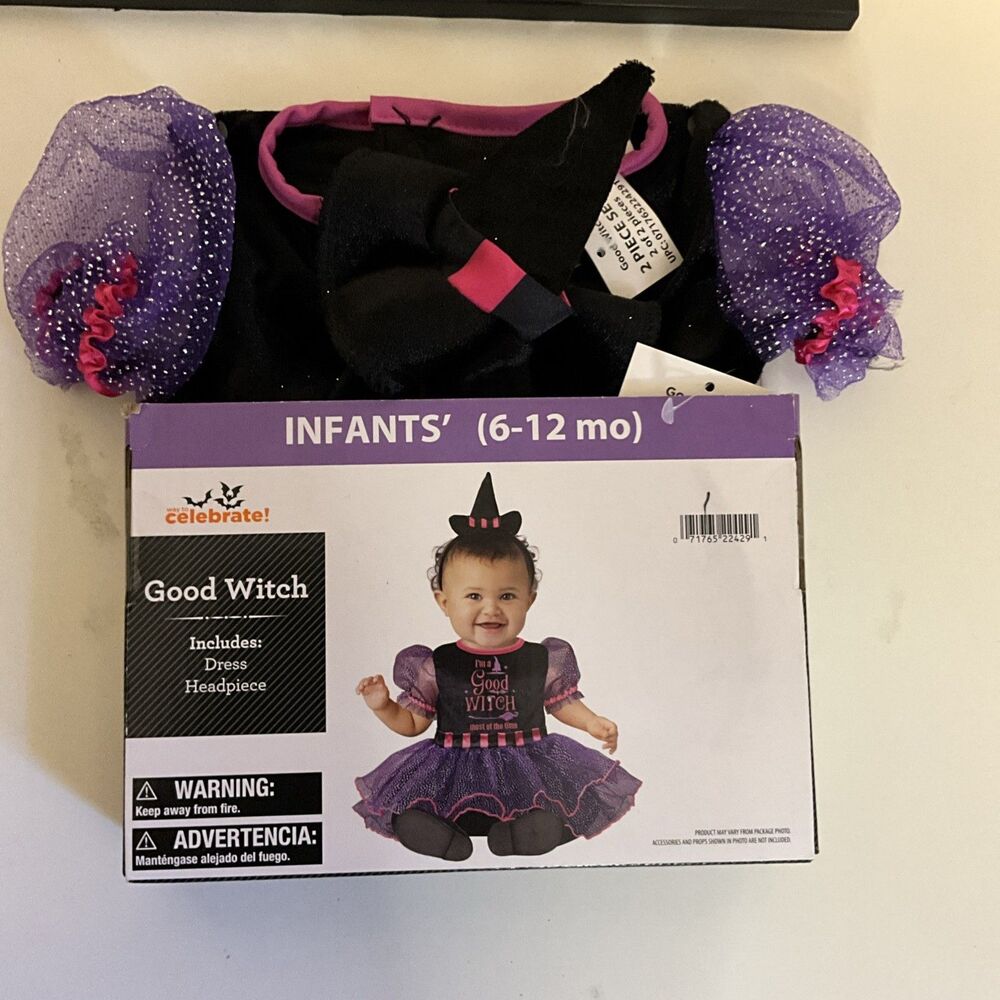 Good Witch Halloween Costume Size Infants 6 12 Months, Dress & Headpiece, New